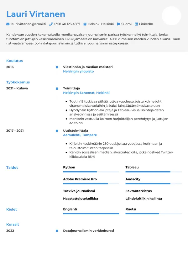 CV-pohja — Tyyli 2