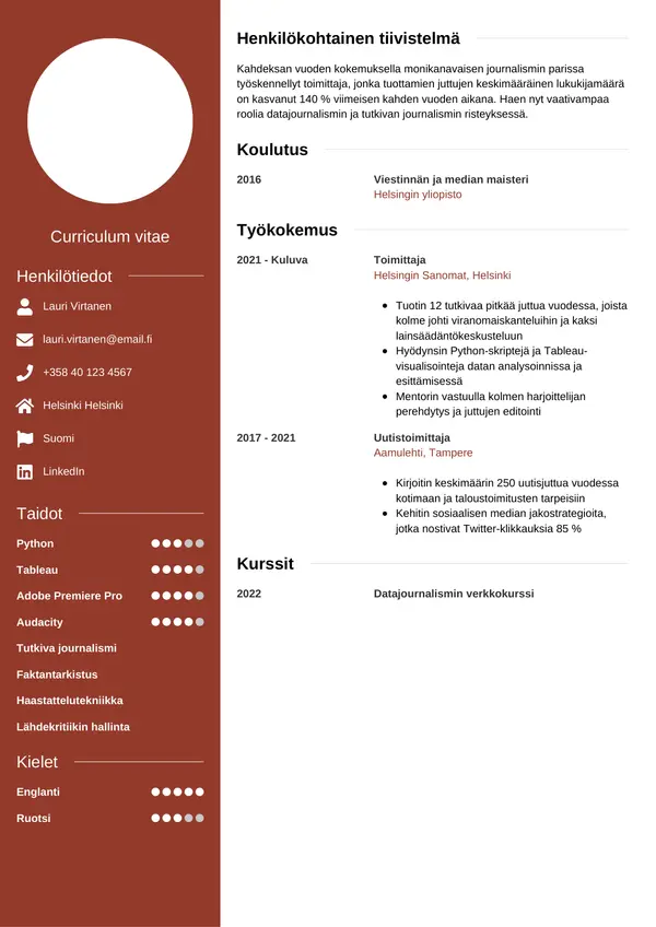 CV-pohja — Tyyli 5