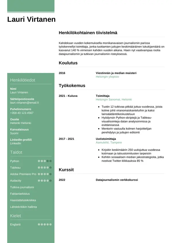 CV-pohja — Tyyli 8