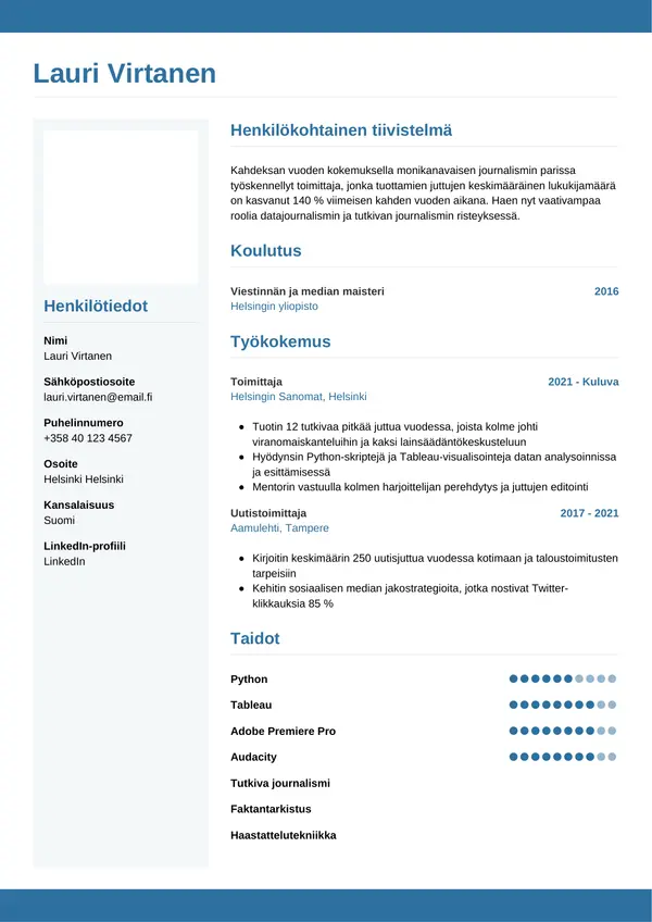 CV-pohja — Tyyli 9