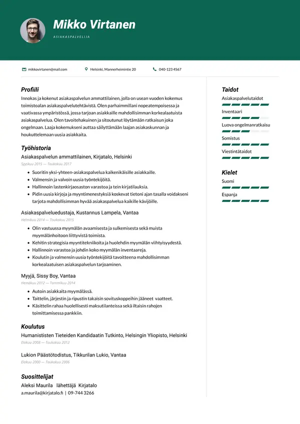 Tokyo CV-pohja — Tyyli 1