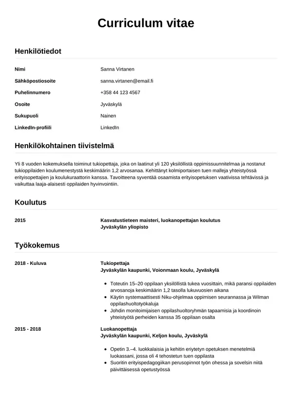 CV-pohja — Tyyli 12