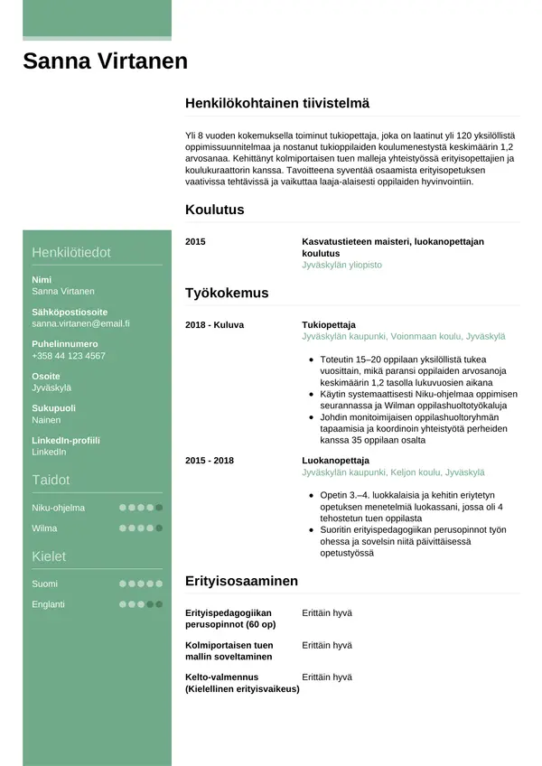 CV-pohja — Tyyli 8