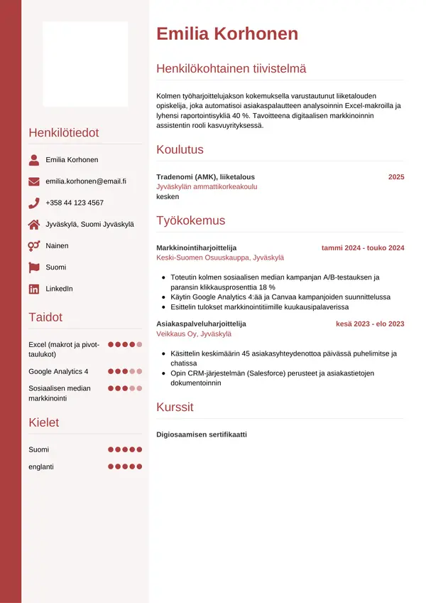 CV-pohja — Tyyli 10