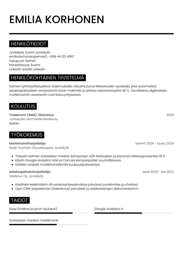 CV-pohja — Tyyli 11