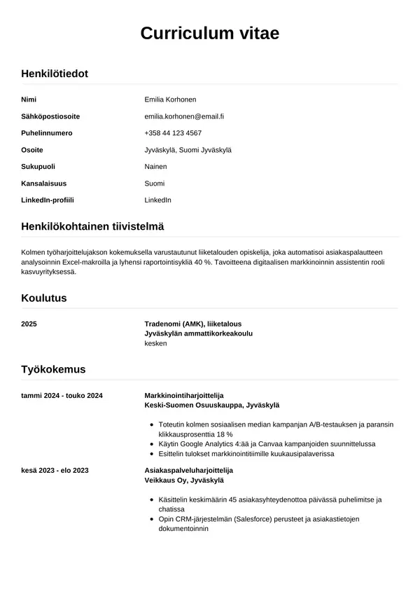 CV-pohja — Tyyli 12