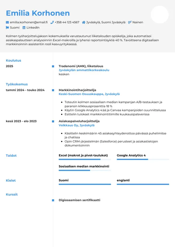 CV-pohja — Tyyli 2