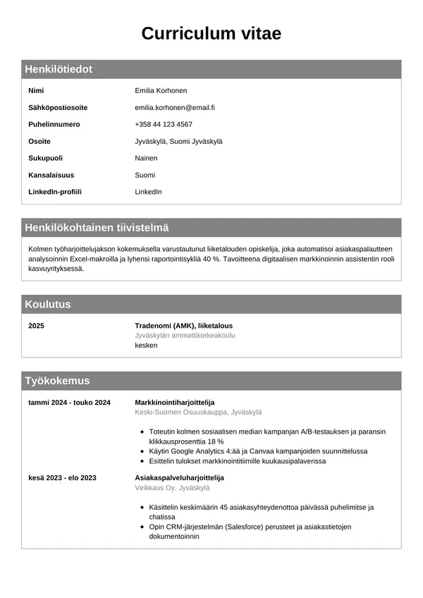 CV-pohja — Tyyli 7
