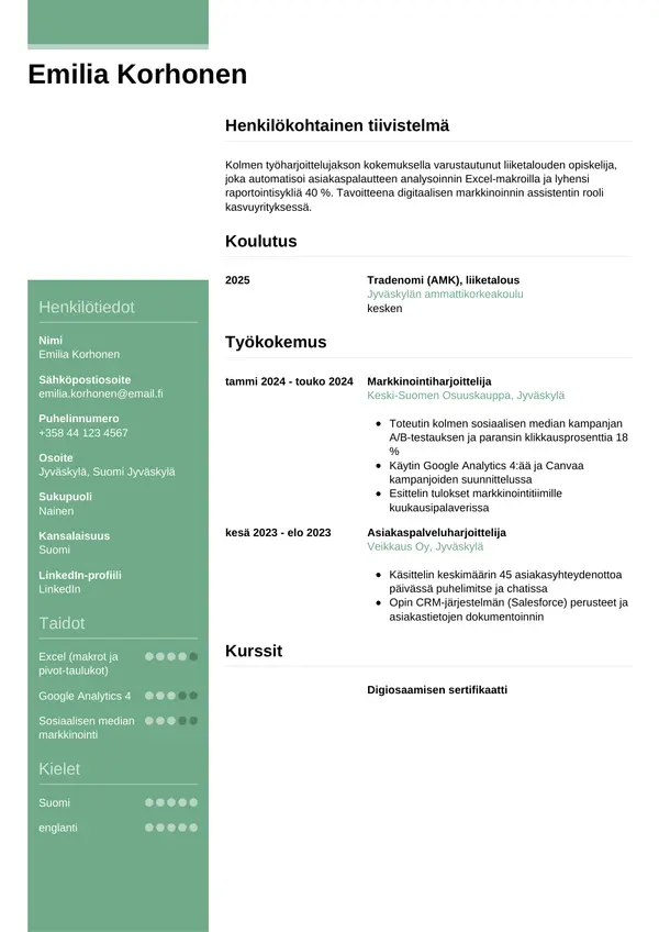 CV-pohja — Tyyli 8