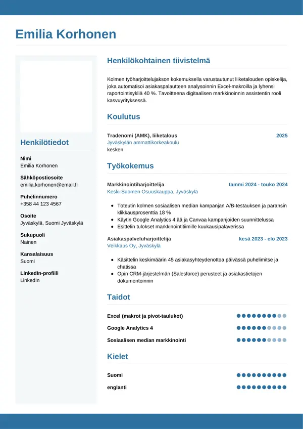 CV-pohja — Tyyli 9