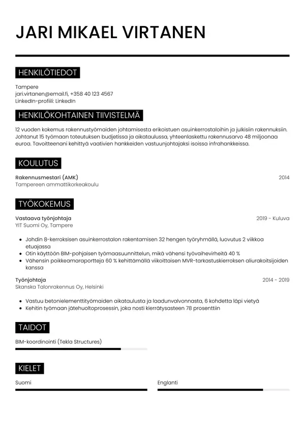 CV-pohja — Tyyli 11