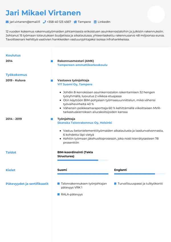 CV-pohja — Tyyli 2