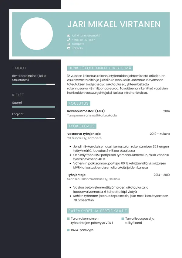 CV-pohja — Tyyli 3