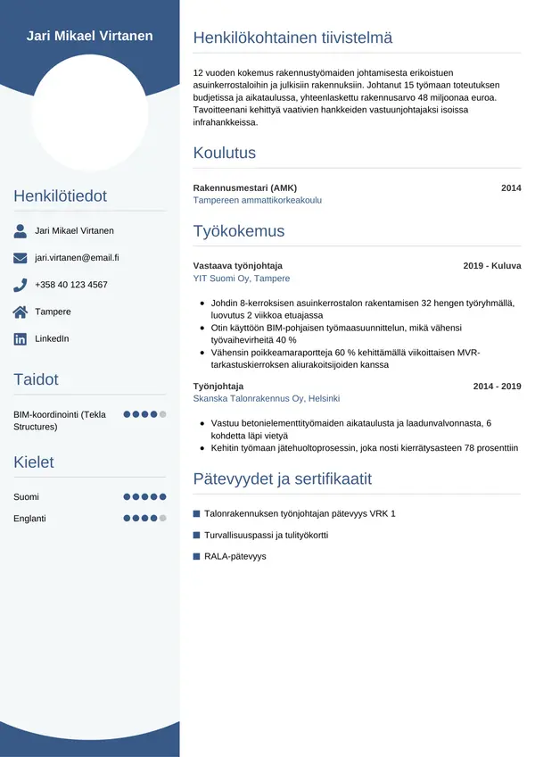 CV-pohja — Tyyli 4