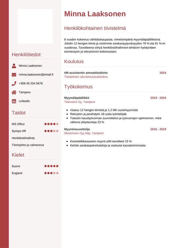 CV-pohja — Tyyli 10