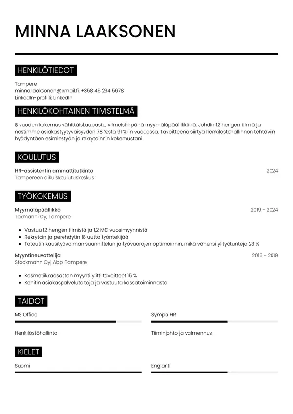 CV-pohja — Tyyli 11