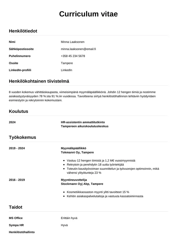 CV-pohja — Tyyli 12