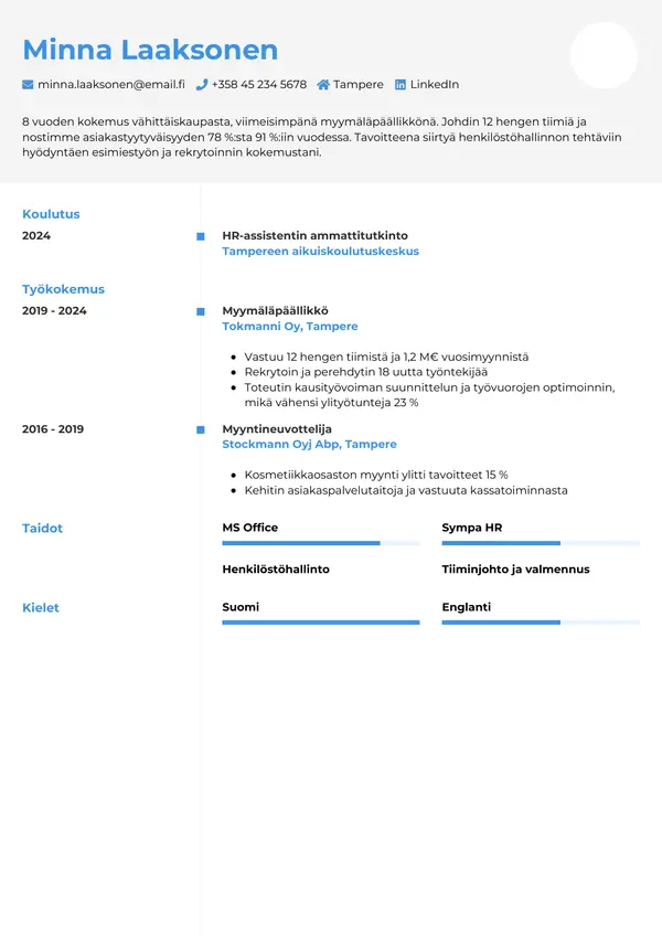 CV-pohja — Tyyli 2