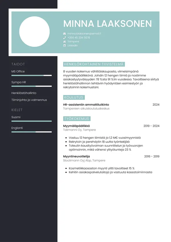 CV-pohja — Tyyli 3