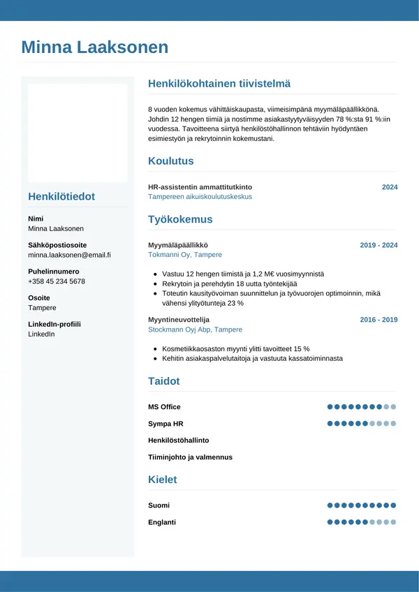 CV-pohja — Tyyli 9