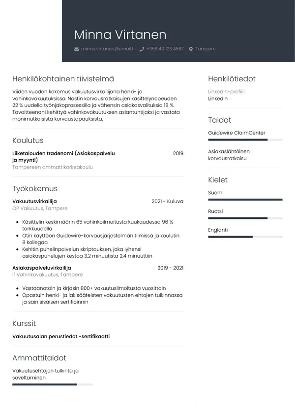 CV template Tyyli 1