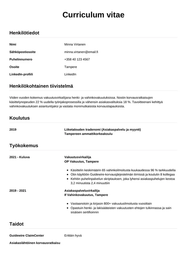 CV-pohja — Tyyli 12