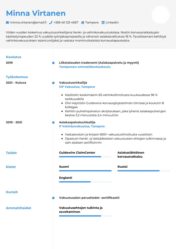 CV-pohja — Tyyli 2