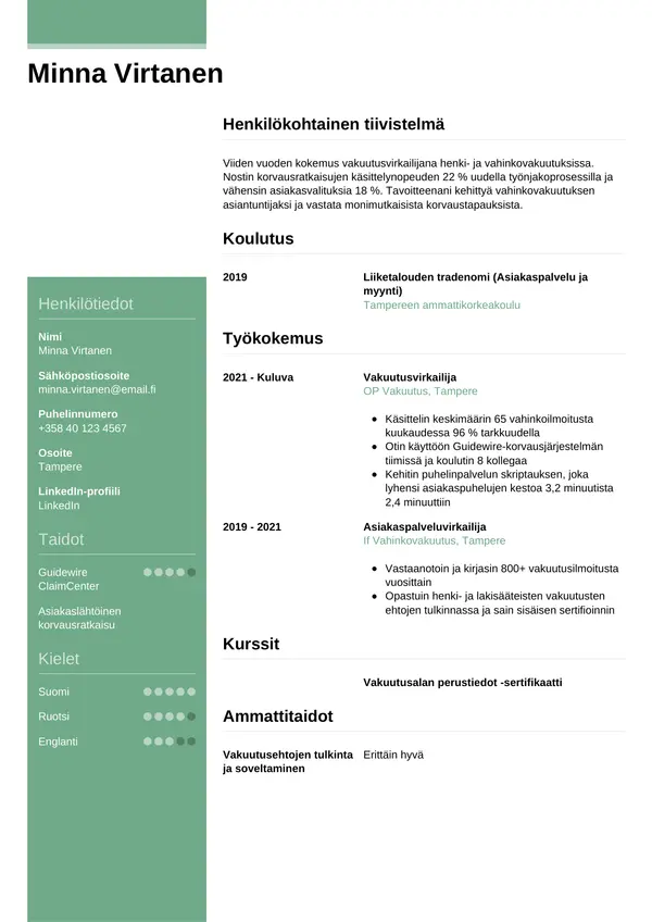 CV-pohja — Tyyli 8