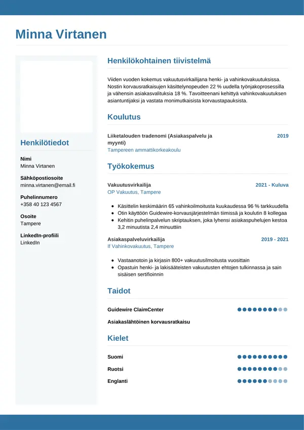 CV-pohja — Tyyli 9