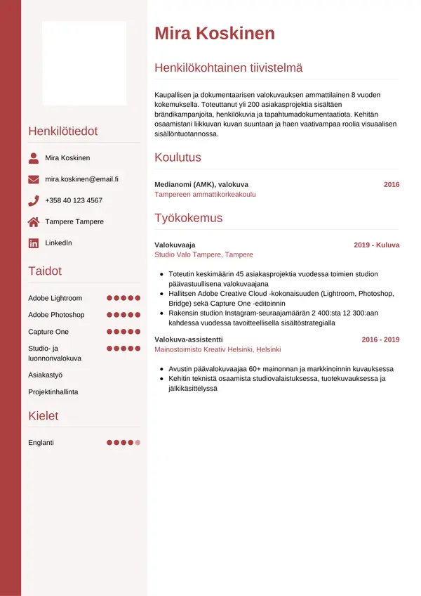 CV-pohja — Tyyli 10