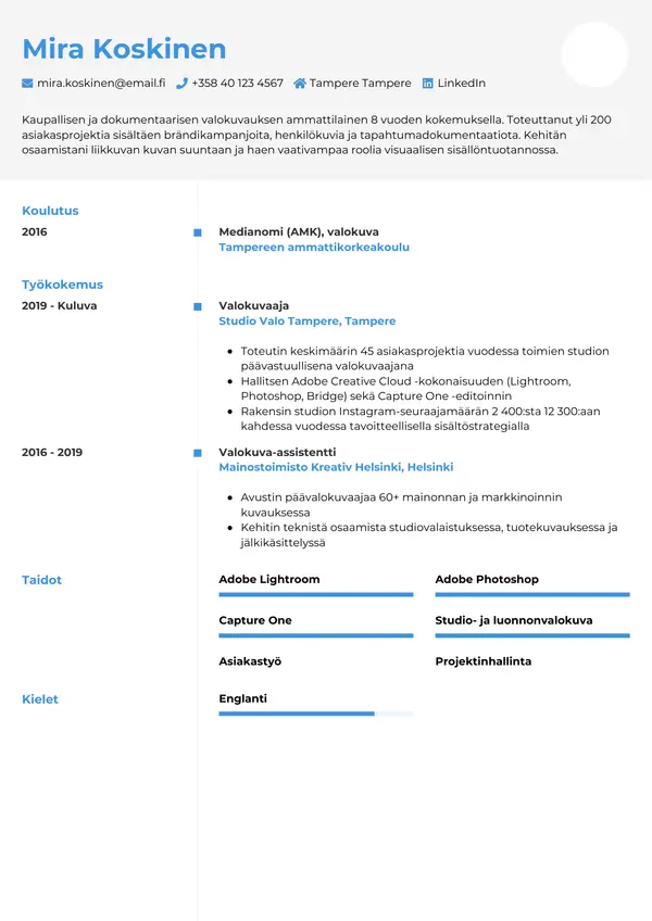 CV-pohja — Tyyli 2