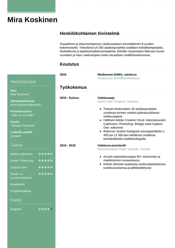 CV-pohja — Tyyli 8