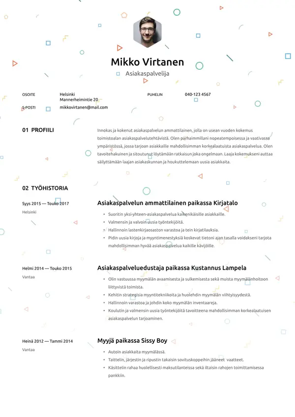 Vancouver CV-pohja — Tyyli 1