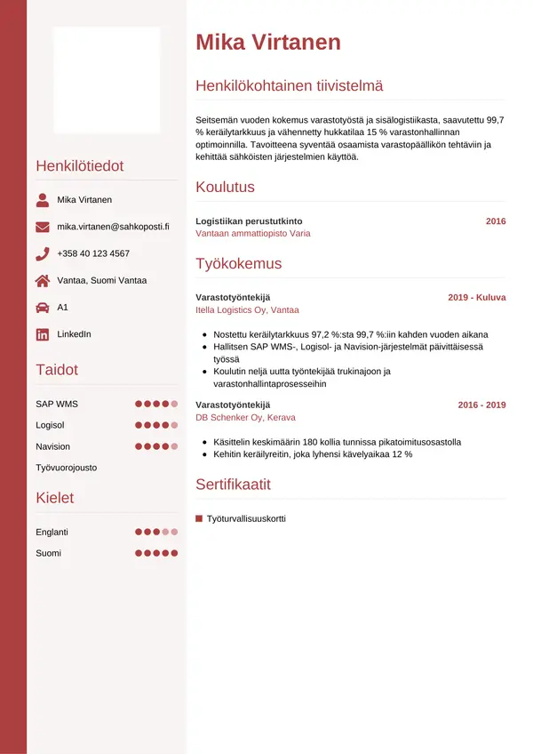 CV-pohja — Tyyli 10