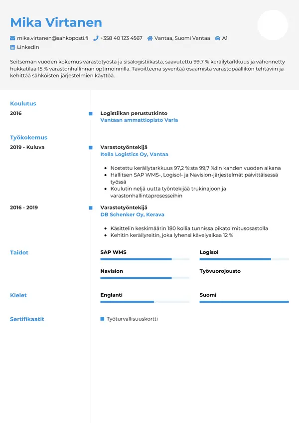 CV-pohja — Tyyli 2