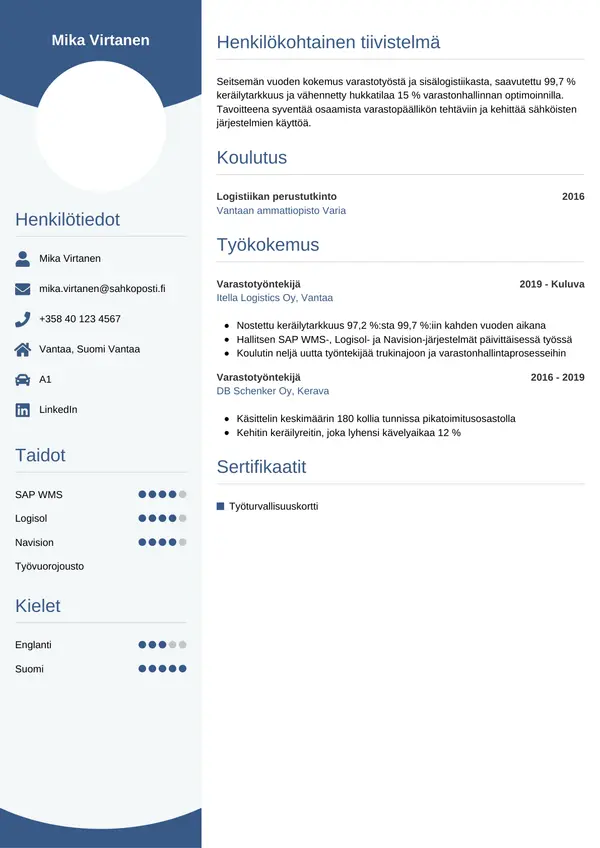 CV-pohja — Tyyli 4