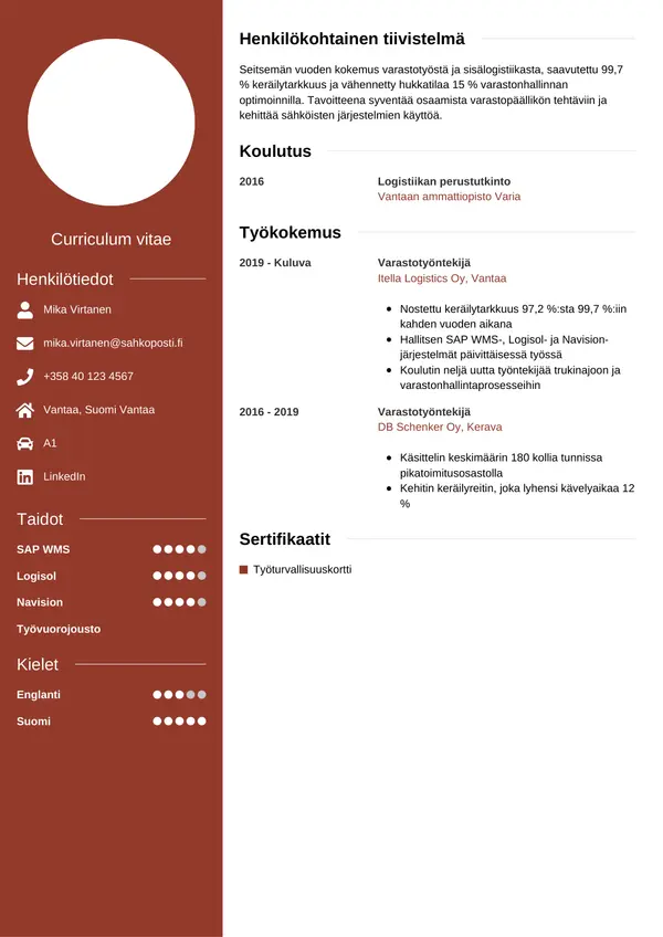 CV-pohja — Tyyli 5