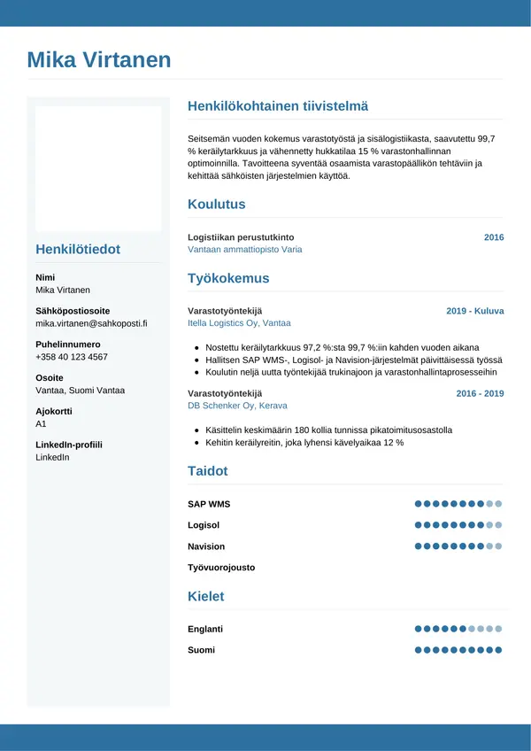 CV-pohja — Tyyli 9