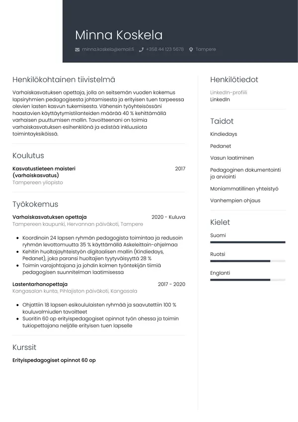 CV-pohja — Tyyli 1