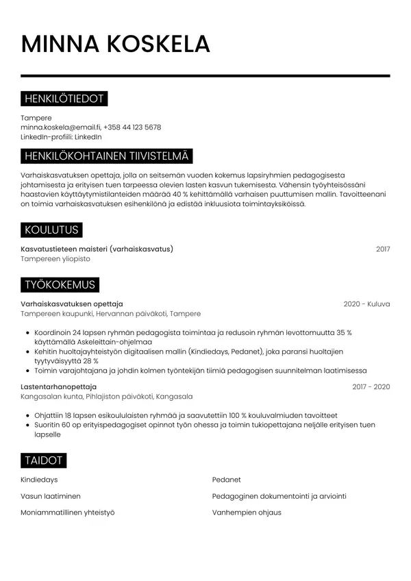 CV-pohja — Tyyli 11