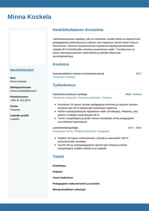 CV-pohja — Tyyli 9