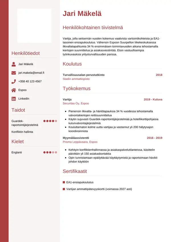 CV-pohja — Tyyli 10