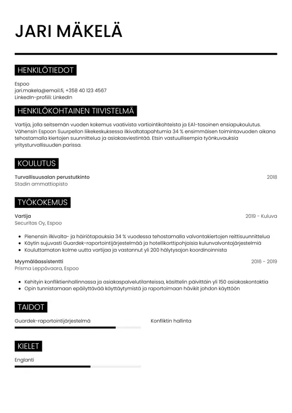 CV-pohja — Tyyli 11