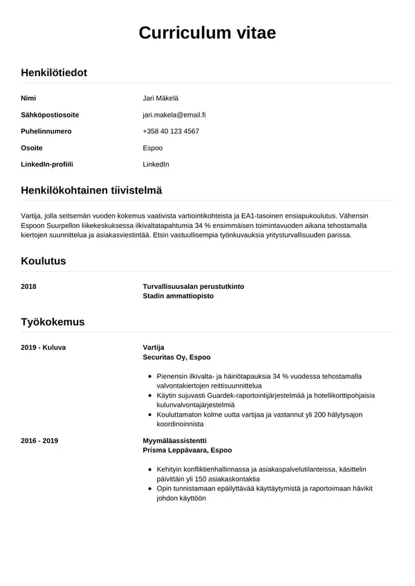 CV-pohja — Tyyli 12