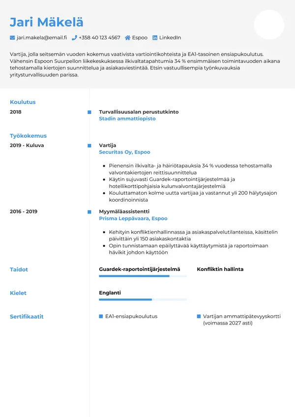 CV-pohja — Tyyli 2