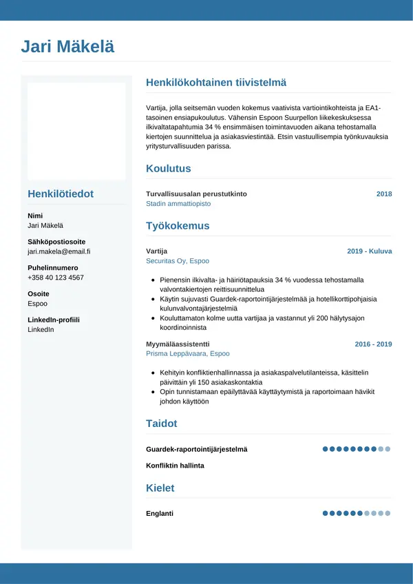 CV-pohja — Tyyli 9