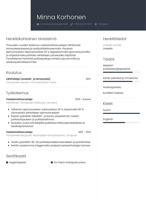 CV-pohja — Tyyli 1