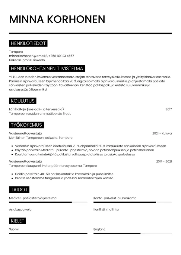 CV-pohja — Tyyli 11