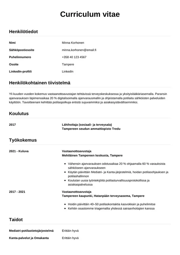 CV-pohja — Tyyli 12