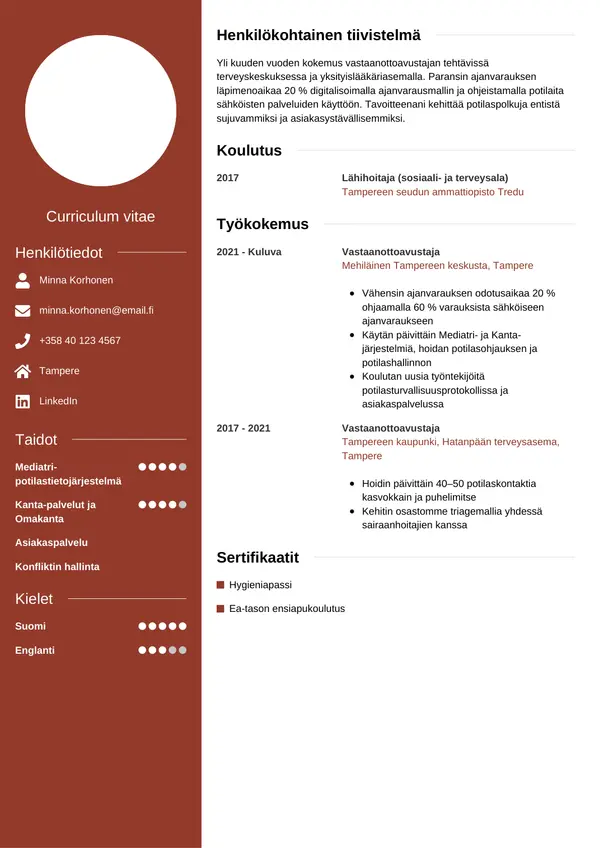 CV-pohja — Tyyli 5